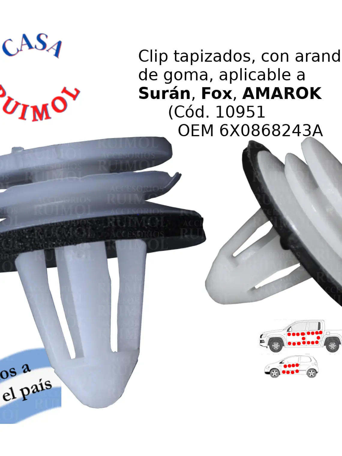 Clip grampa tapizado para Amarok, Surán, Fox y otros OEM 6X0868243A 1