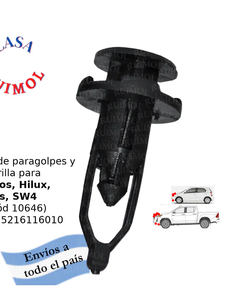 Clip grampa de rejilla y frente para Hilux, Etios, Yaris y otros OEM 5216116010 1