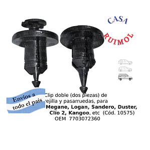 Clip grampa de rejilla y pasarruedas para Renault Clío 2, Kangoo, Megane y otros OEM 7703072360