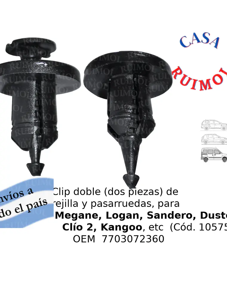 Clip grampa de rejilla y pasarruedas para Renault Clío 2, Kangoo, Megane y otros OEM 7703072360 1