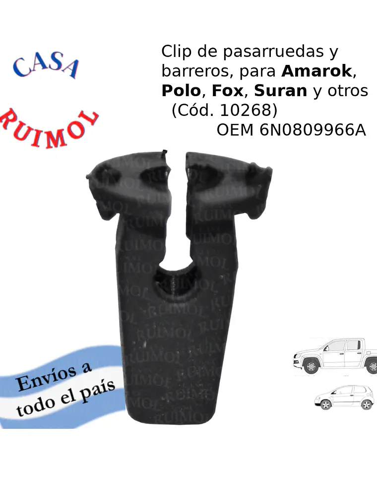 Clip grampa de barrero y pasarruedas para VW Amarok, Bora, Vento, Polo, Surán y otros OEM 6N0809966A 1