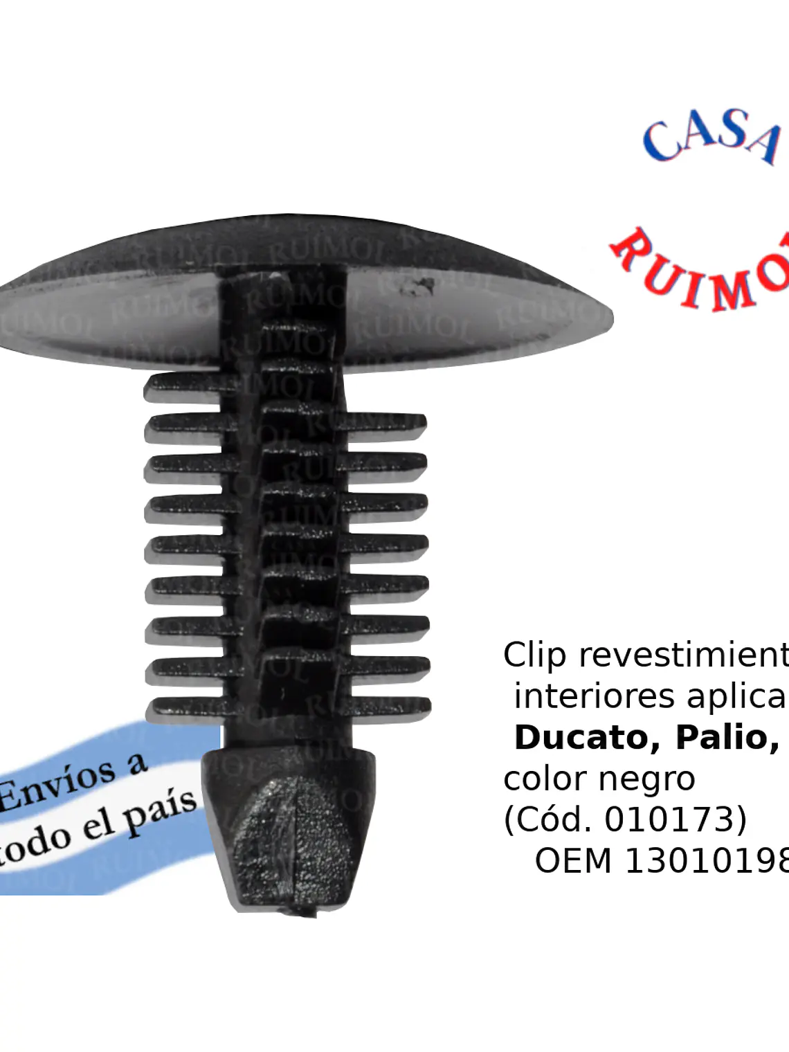 Clip color NEGRO de revestimientos para Ducato, Palio, Siena, Punto y otros OEM 1301019808 1
