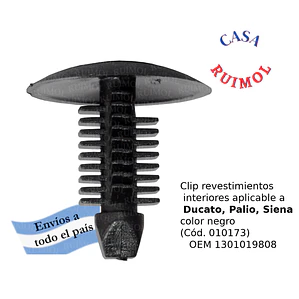 Clip color NEGRO de revestimientos para Ducato, Palio, Siena, Punto y otros OEM 1301019808