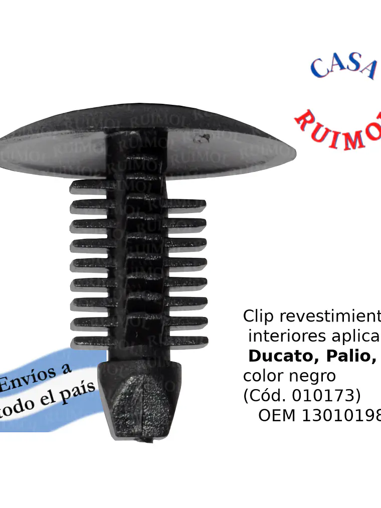 Clip color NEGRO de revestimientos para Ducato, Palio, Siena, Punto y otros OEM 1301019808 1