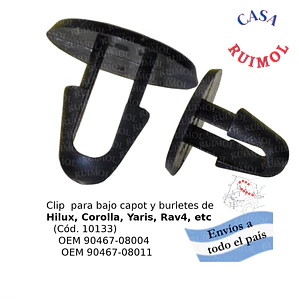 Clip para bajo capot y burletes de Hilux, Corolla, Yaris, Rav4 OEM 9046708004