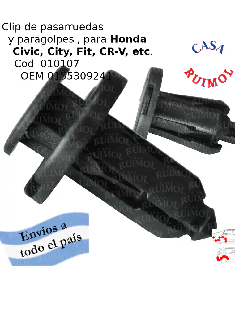 Clip de pasarruedas y paragolpes para Honda Civic, Fit, City y otros OEM 0155309241 1