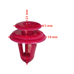 Clip tapizado puerta Toyota Yaris, Corolla, Hilux rojo OEM 67771-12050