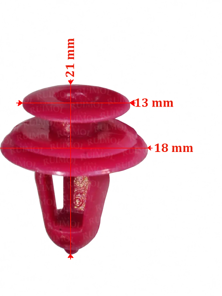 Clip tapizado puerta Toyota Yaris, Corolla, Hilux rojo OEM 67771-12050 2