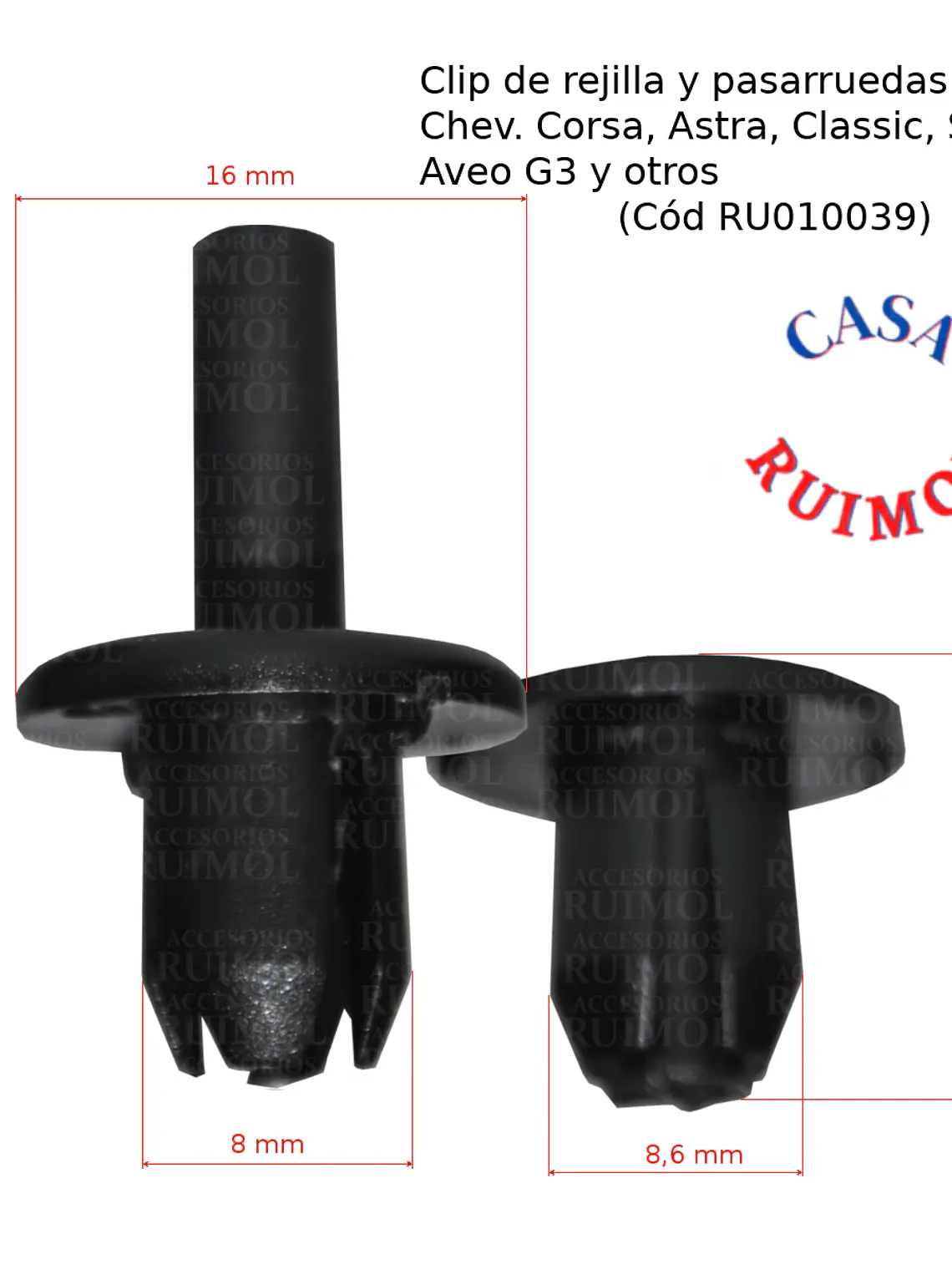 Clip de rejilla y frente para Chevrolet Corsa, Astra, Sonic, Aveo OEM 90087290 1
