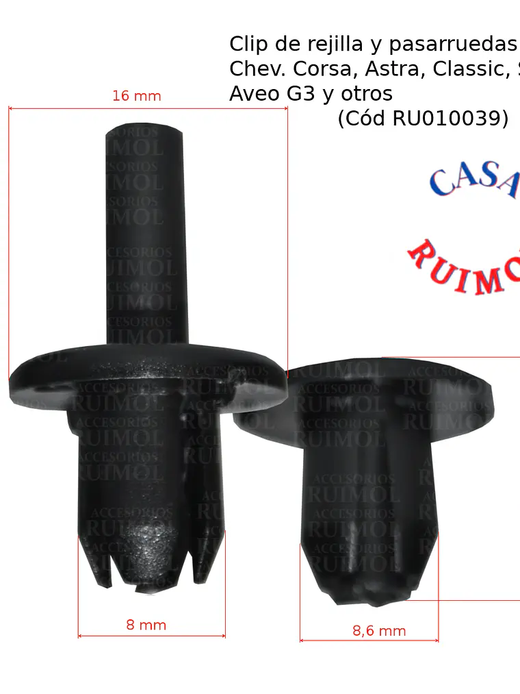 Clip de rejilla y frente para Chevrolet Corsa, Astra, Sonic, Aveo OEM 90087290 1