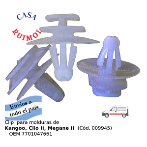 Clip moldura puerta para Renault Kangoo, Clio II, Megane OEM 7701047661