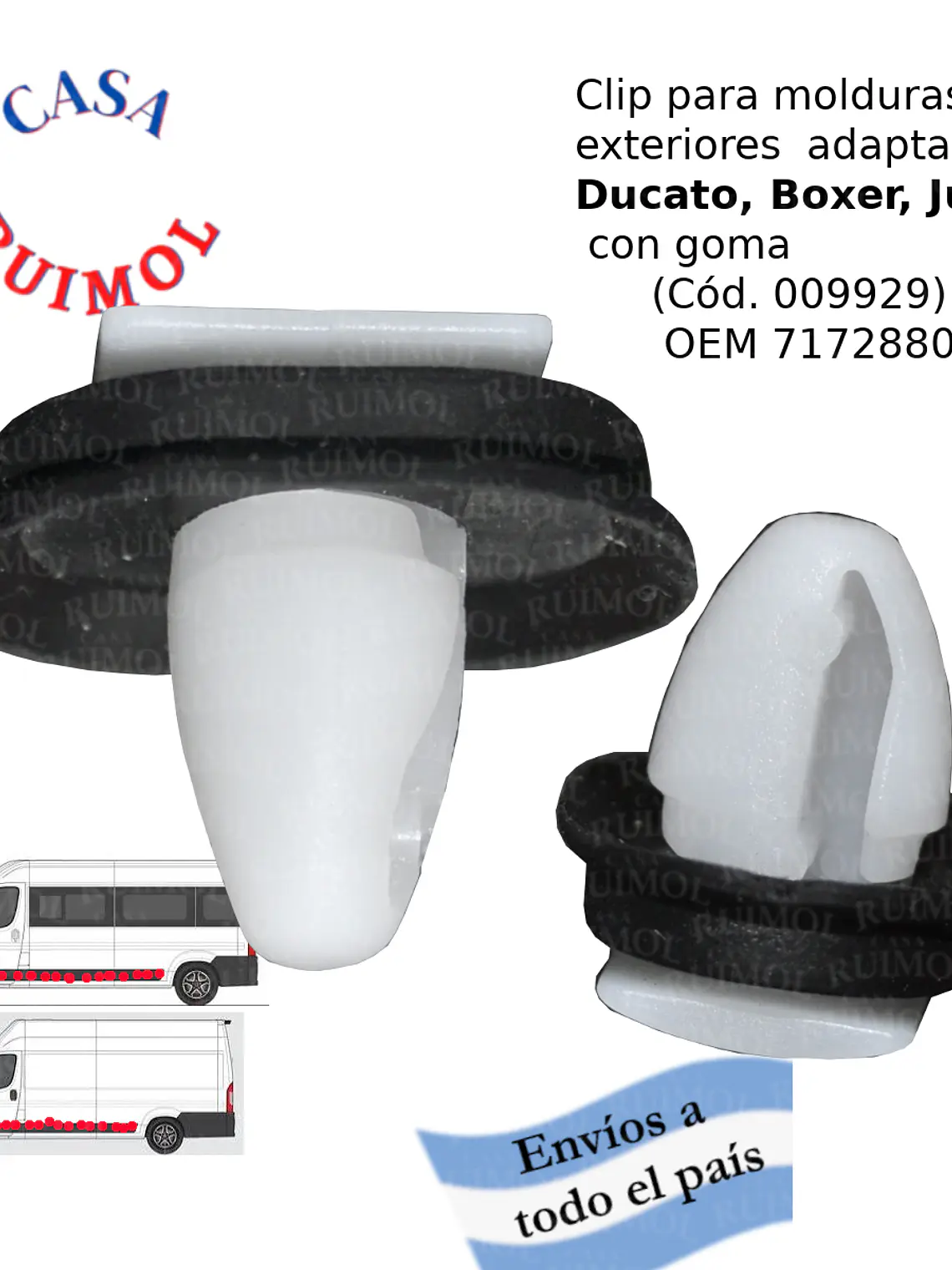 Clip grampa de moldura exterior para Ducato, Peug Boxer, Citroen Jumper OEM 71728806 1