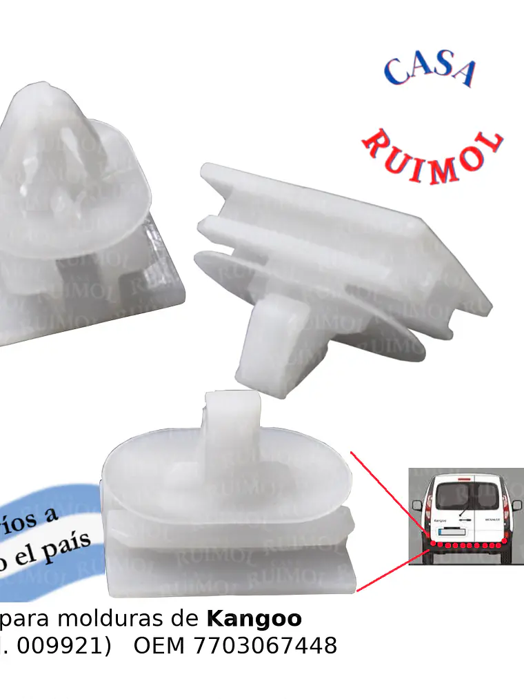Clip grampa moldura de porton Renault Kangoo OEM 7703067448 1