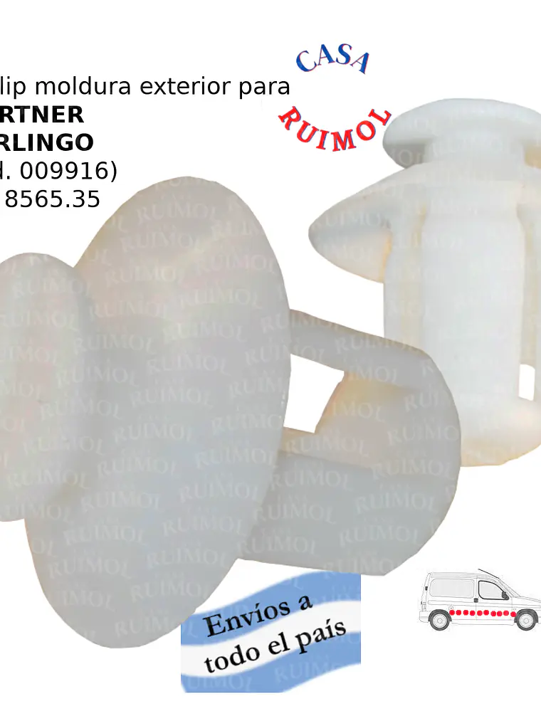 Clip para moldura exterior de Peug Partner, Citr Berlingo OEM 8565.35 1