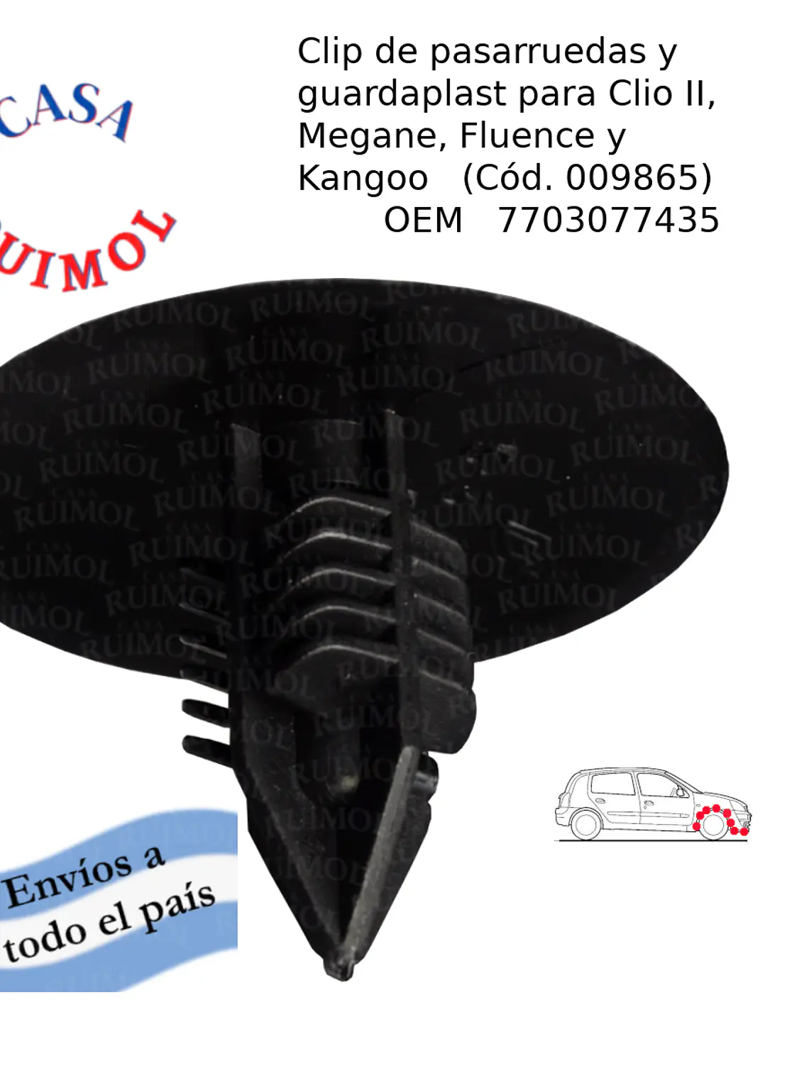 Clip guardaplast Renault Clio II, Megane, Fluence y otros 2