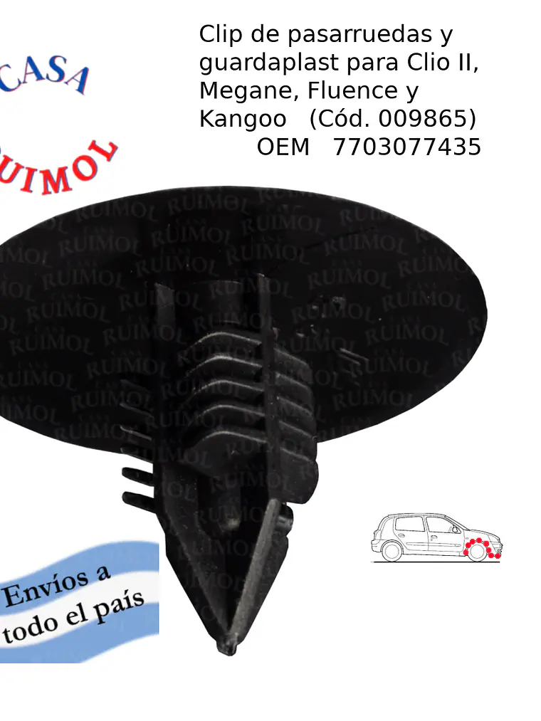 Clip guardaplast Renault Clio II, Megane, Fluence y otros 2