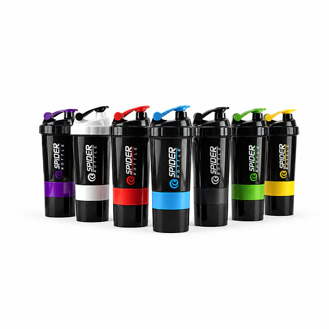 Shaker Deportivo Spider con Compartimentos – Colores Disponibles a Elección