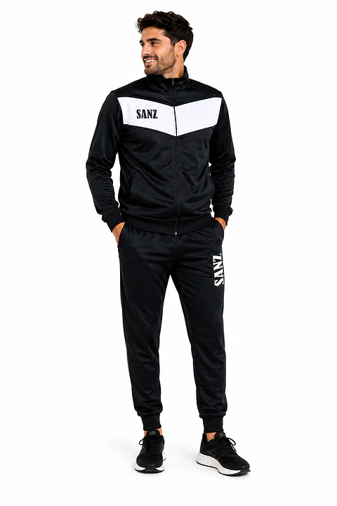 Conjunto Deportivo Sanz Hombre Campera y Pantalón Negro