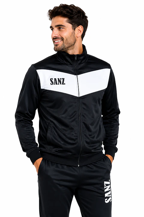 Conjunto Deportivo Sanz Hombre Campera y Pantalón Negro