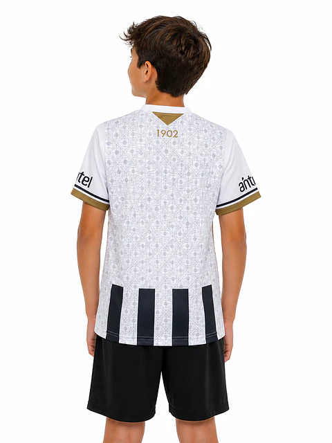 Camiseta Montevideo Wanderers Niño Blanca y Negra