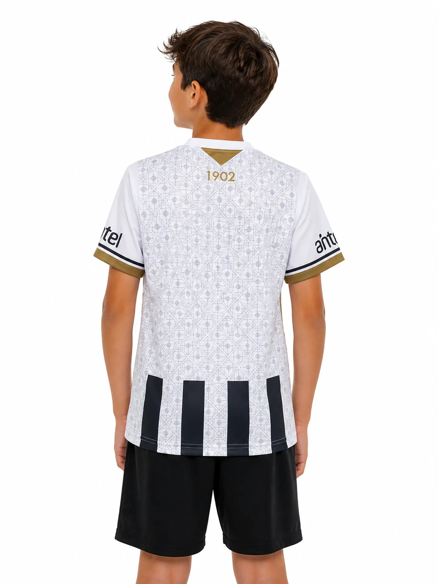 Camiseta Montevideo Wanderers Niño Blanca y Negra 2
