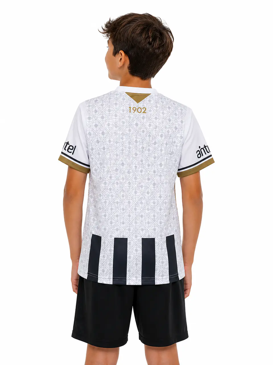 Camiseta Montevideo Wanderers Niño Blanca y Negra 2