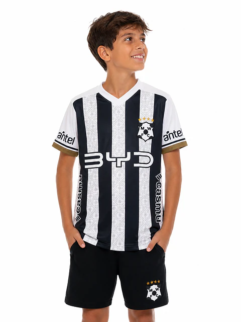 Camiseta Montevideo Wanderers Niño Blanca y Negra