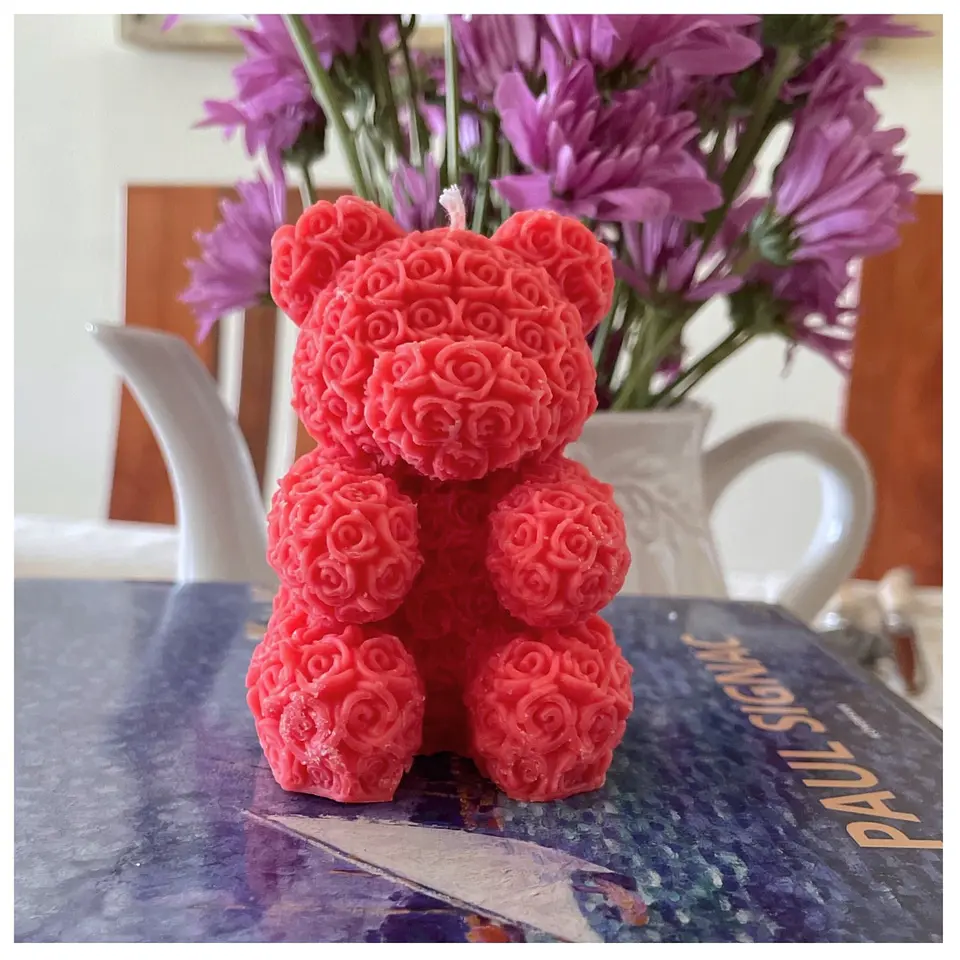 Vela de Soja Osito de rosas  3