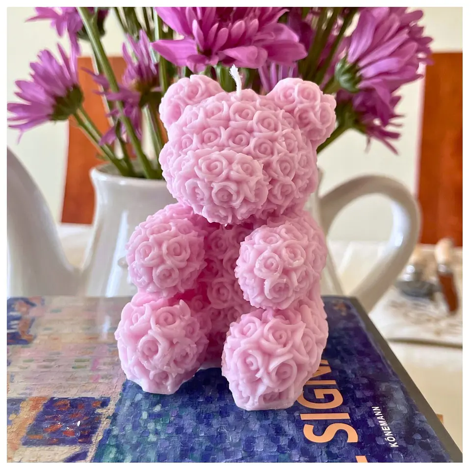 Vela de Soja Osito de rosas  4