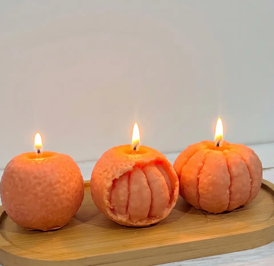 Vela de soja decorativa Trío de Mandarinas - Casa Selene 2