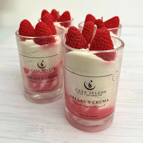 Vela de soja decorativa - Postre de Fresas y Crema