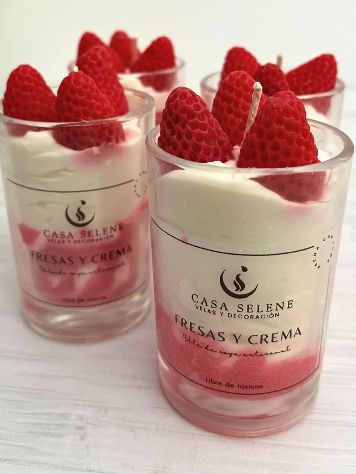 Vela de soja decorativa - Postre de Fresas y Crema 1