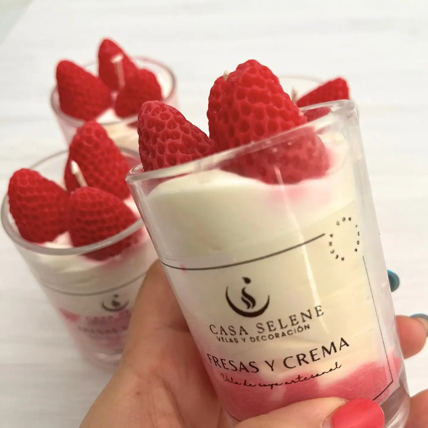 Vela de soja decorativa - Postre de Fresas y Crema 2