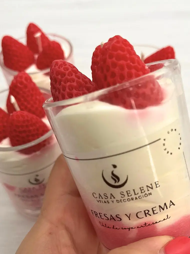 Vela de soja decorativa - Postre de Fresas y Crema 2
