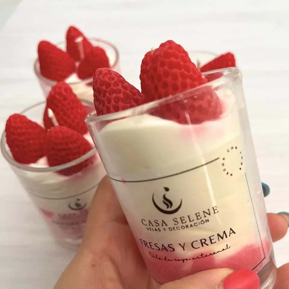 Vela de soja decorativa - Postre de Fresas y Crema 2