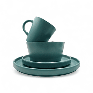 Set Vajilla Trina ceramica 16pcs - Turquesa