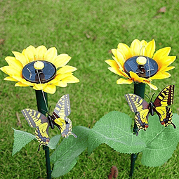 Estaca solar mariposa en girasol 