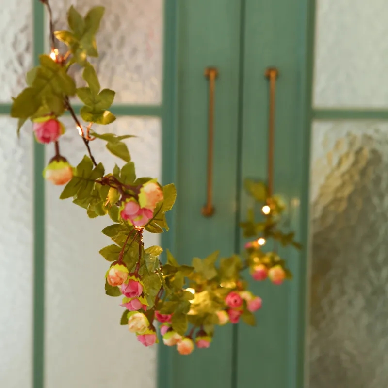 Guirnalda Luces Eucalipto Flores