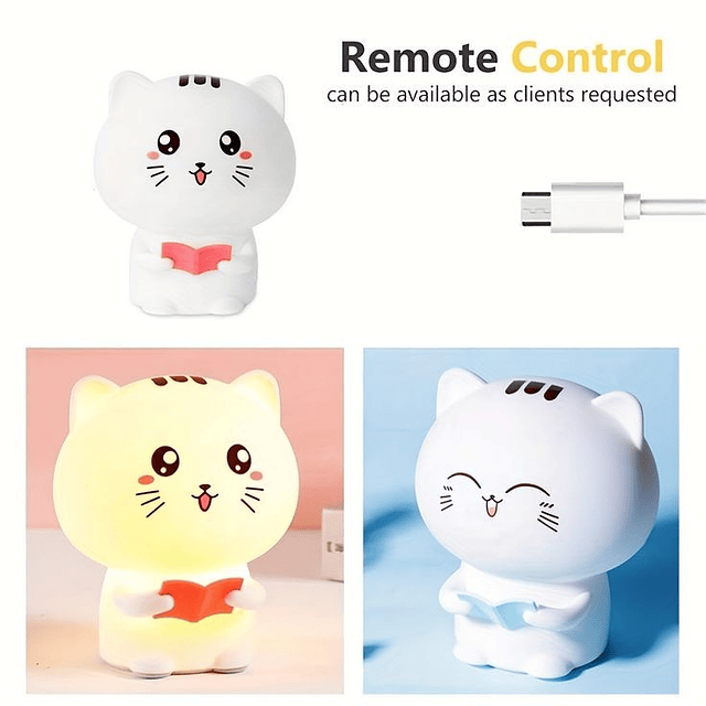 1x Lampara Gatitos gato recargable silicona touch espantacuco 