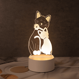 Lámpara led gato gatito familia, madre e hijo
