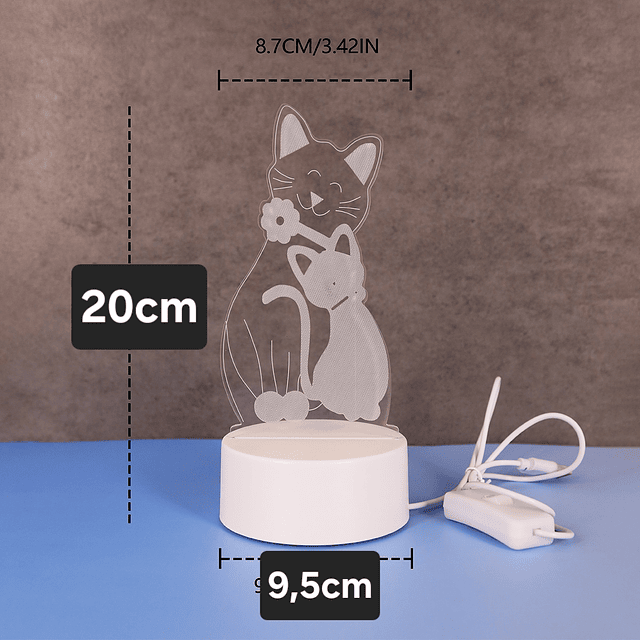 Lámpara led gato gatito familia, madre e hijo
