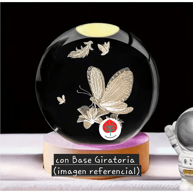 Lámparas, Esferas de cristal 8cm - Mariposas BASE GIRATORIA 