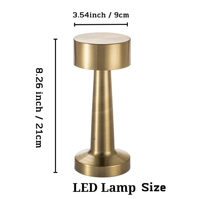 2x Lámparas metal DORADO de tocador, velador, mesa, arrimo. Recargable con usb CYBER