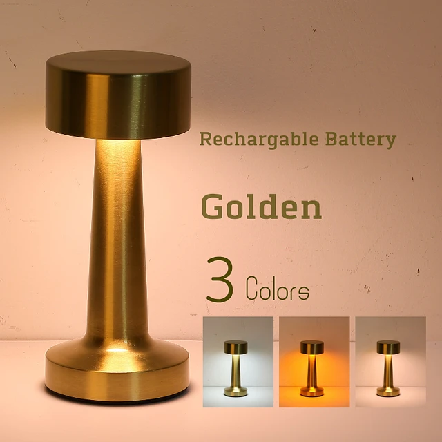 2x Lámparas metal PLATA de tocador, velador, mesa, arrimo. Recargable con usb CYBER
