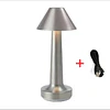 Lámparas metal PLATA de tocador, velador, mesa, arrimo. Recargable con usb