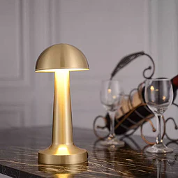 2xLampara hongo DORADO mushroom recargable touch metal, estilo minimalista CYBER