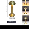 2xLampara hongo DORADO mushroom recargable touch metal, estilo minimalista CYBER
