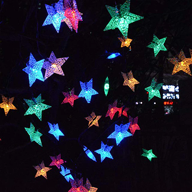 2x Guirnalda estrellas multicolor solar- CYBER 