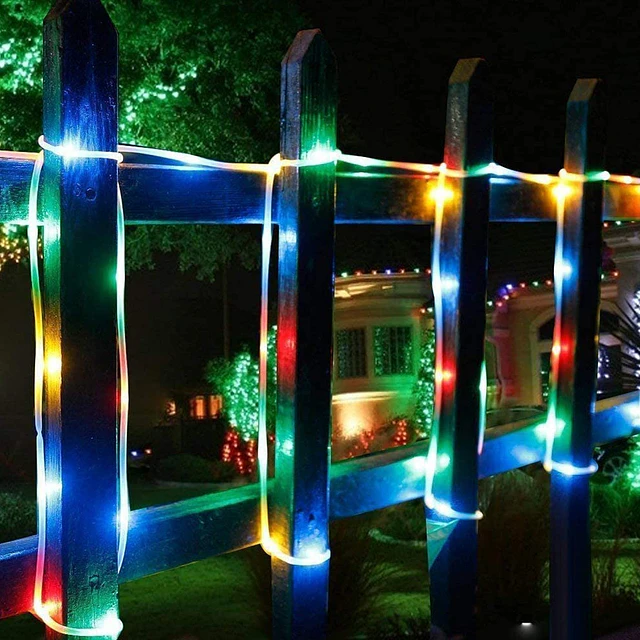 2x Guirnalda hada recubierta, tipo manguera multicolor solar- CYBER