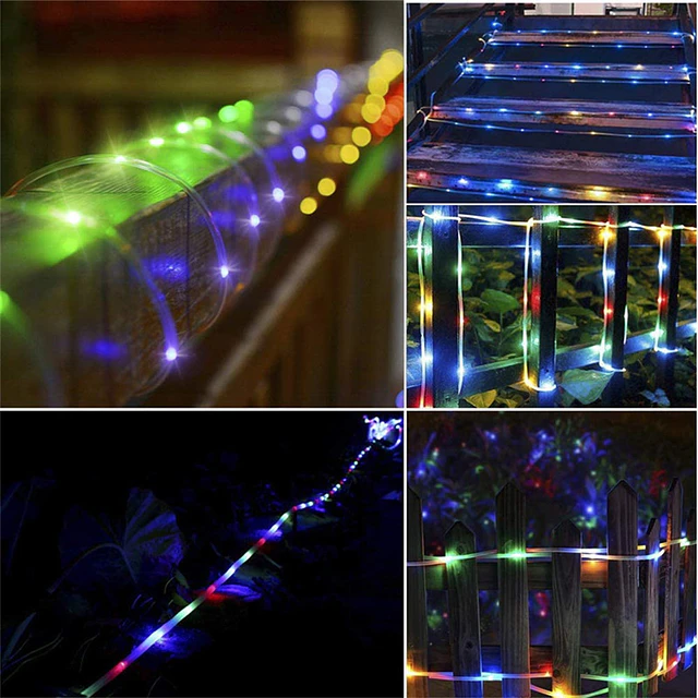 2x Guirnalda hada recubierta, tipo manguera multicolor solar- CYBER